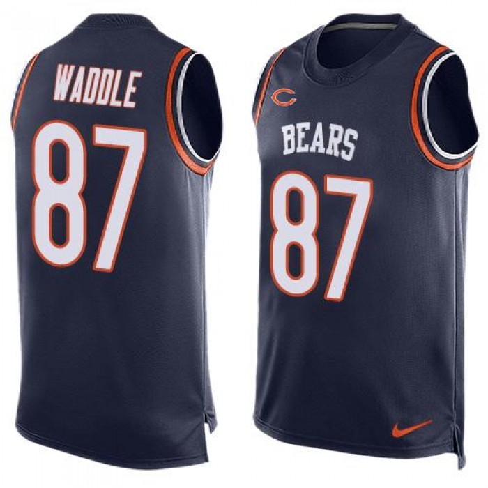 Men's Chicago Bears #87 Tom Waddle Navy Blue Hot Pressing Player Name & Number Nike NFL Tank Top Jersey