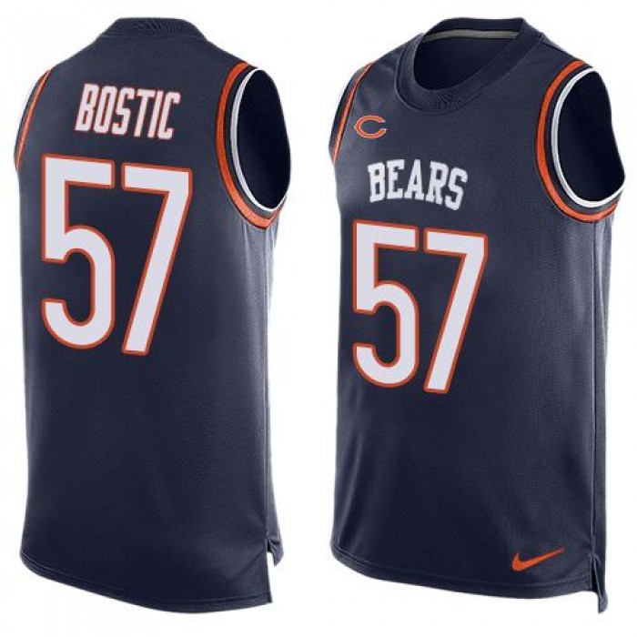 Men's Chicago Bears #57 Jon Bostic Navy Blue Hot Pressing Player Name & Number Nike NFL Tank Top Jersey