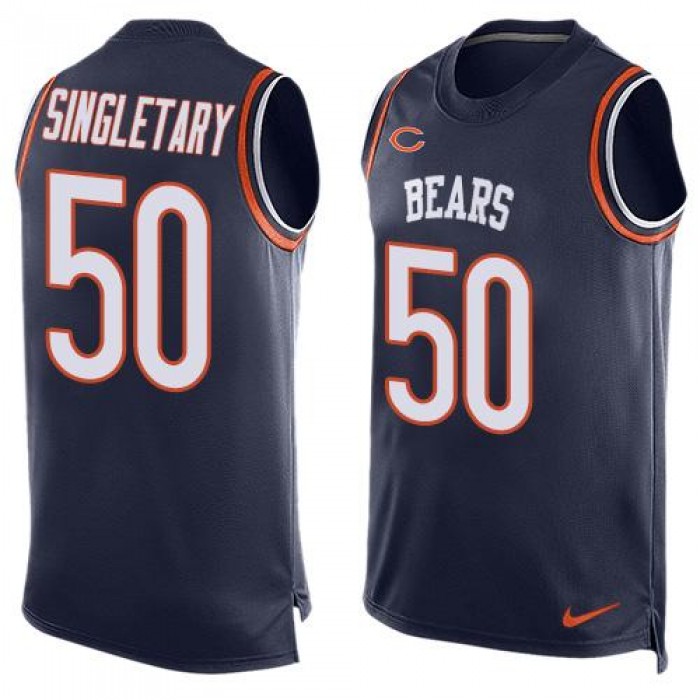 Men's Chicago Bears #50 Mike Singletary Navy Blue Hot Pressing Player Name & Number Nike NFL Tank Top Jersey