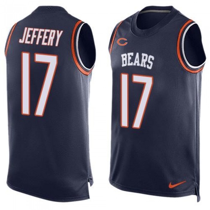 Men's Chicago Bears #17 Alshon Jeffery Navy Blue Hot Pressing Player Name & Number Nike NFL Tank Top Jersey