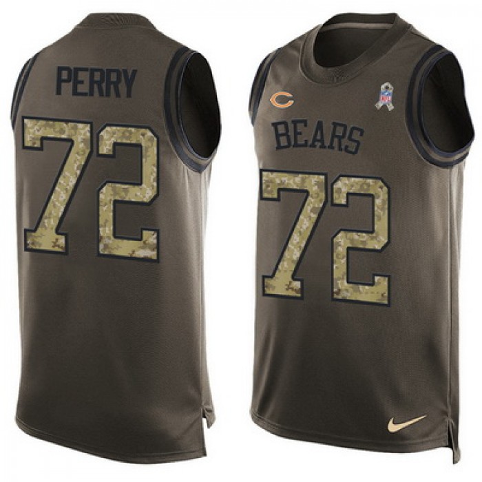 Men's Chicago Bears #72 William Perry Green Salute to Service Hot Pressing Player Name & Number Nike NFL Tank Top Jersey