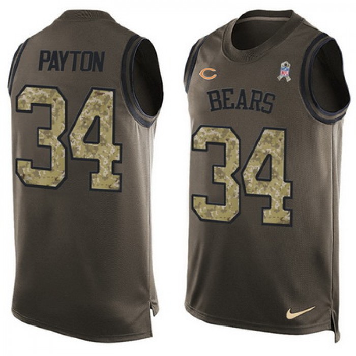 Men's Chicago Bears #34 Walter Payton Green Salute to Service Hot Pressing Player Name & Number Nike NFL Tank Top Jersey