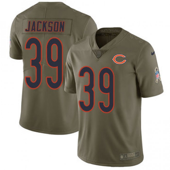 Nike Chicago Bears Men's #39 Eddie Jackson Limited Olive 2017 Salute to Service NFL Jersey