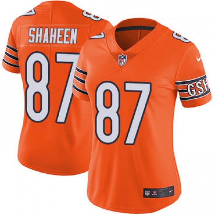 Women's Nike Bears #87 Adam Shaheen Orange Stitched NFL Limited Rush Jersey