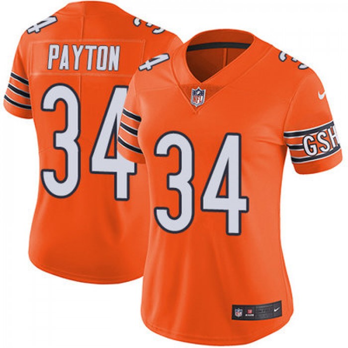 Nike Chicago Bears #34 Walter Payton Orange Women's Stitched NFL Limited Rush Jersey