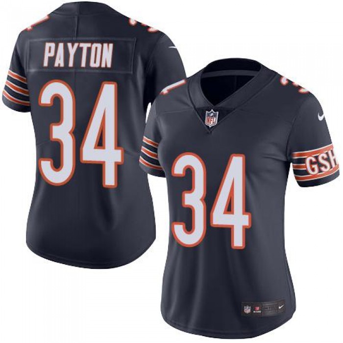 Nike Chicago Bears #34 Walter Payton Navy Blue Team Color Women's Stitched NFL Vapor Untouchable Limited Jersey