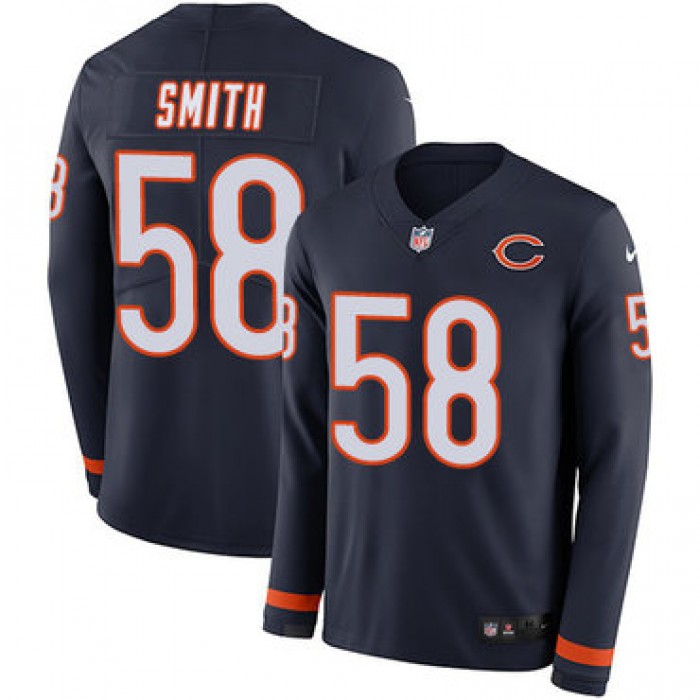 Nike Bears #58 Roquan Smith Navy Blue Team Color Men's Stitched NFL Limited Therma Long Sleeve Jersey