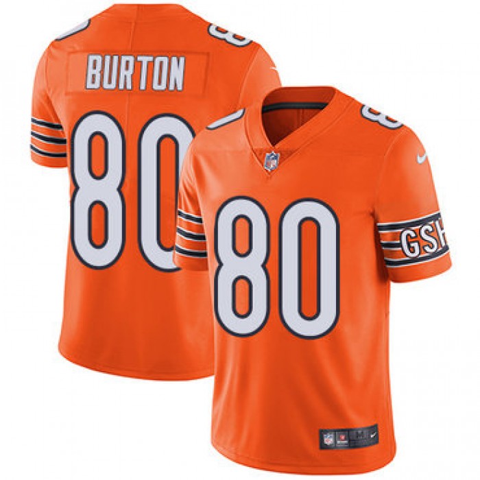 Nike Bears 80 Trey Burton Orange Men's Stitched NFL Limited Rush Jersey