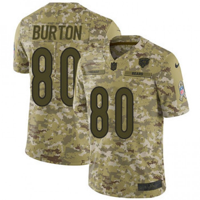 Nike Bears 80 Trey Burton Camo Men's Stitched NFL Limited 2018 Salute To Service Jersey