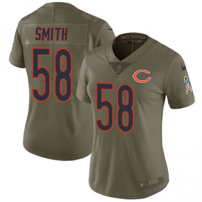 Nike Bears #58 Roquan Smith Olive Women's Stitched NFL Limited 2017 Salute to Service Jersey