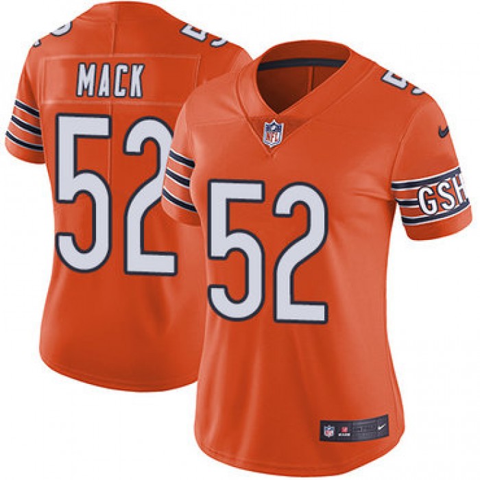 Nike Bears #52 Khalil Mack Orange Women's Stitched NFL Limited Rush Jersey
