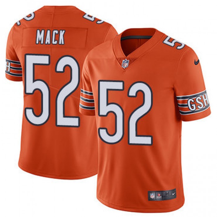 Size XXXXL Nike Chicago Bears #52 Khalil Mack Orange Men's Stitched NFL Limited Rush Jersey