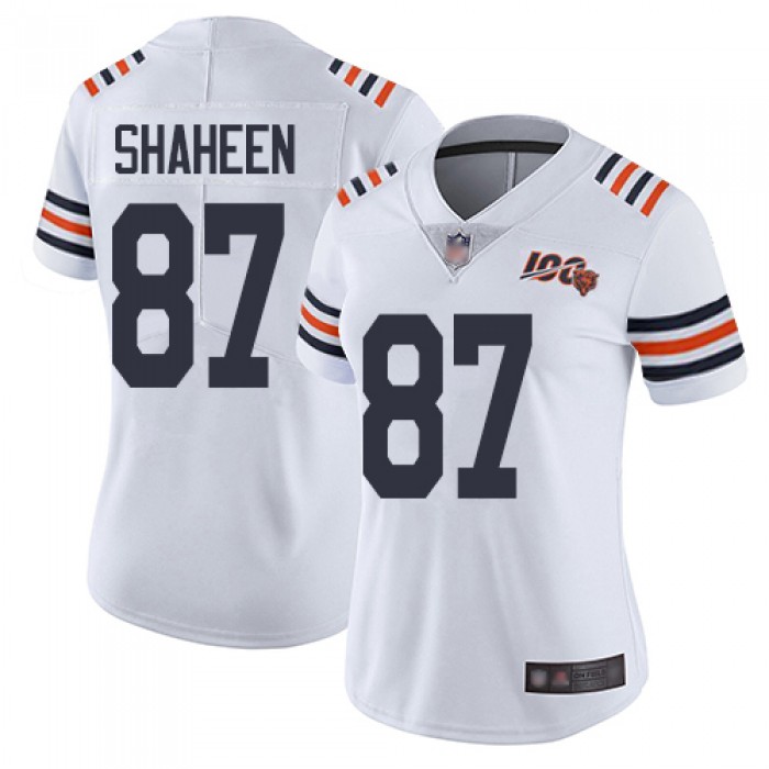 Bears #87 Adam Shaheen White Alternate Women's Stitched Football Vapor Untouchable Limited 100th Season Jersey