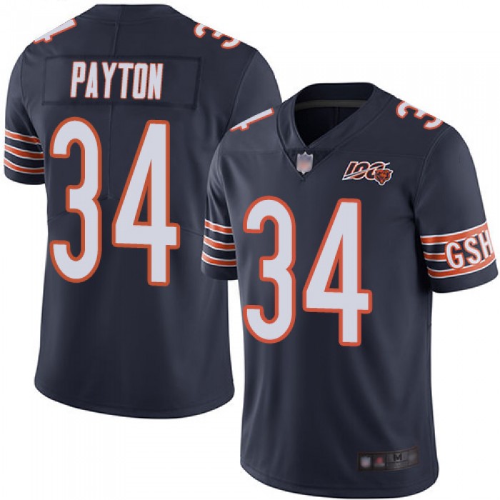 Chicago Bears #34 Walter Payton Navy Blue Team Color Men's Stitched Football 100th Season Vapor Limited Jersey