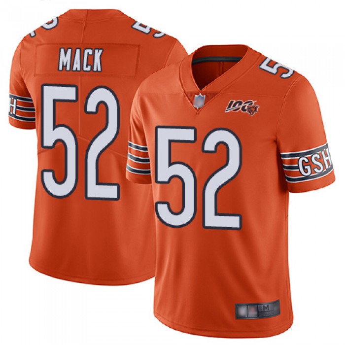 Chicago Bears #52 Khalil Mack Orange Men's Stitched Football Limited Rush 100th Season Jersey