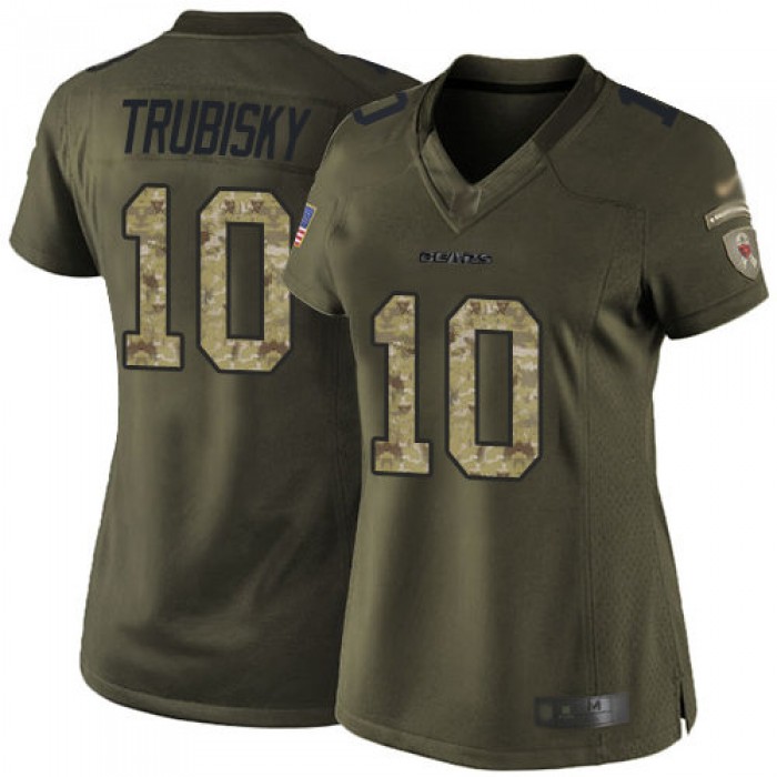 Bears #10 Mitchell Trubisky Green Women's Stitched Football Limited 2015 Salute to Service Jersey