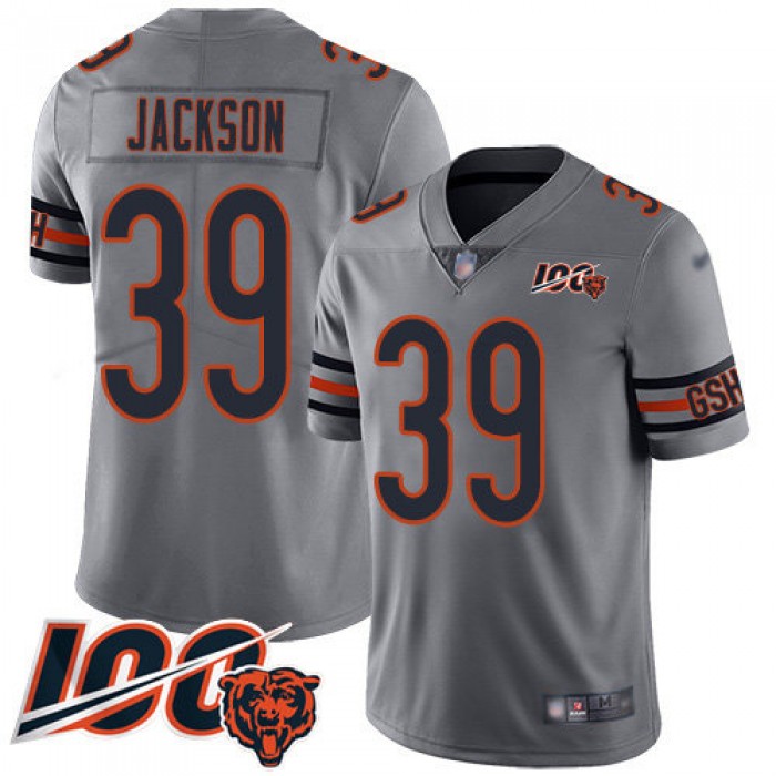 Bears #39 Eddie Jackson Silver Men's Stitched Football Limited Inverted Legend 100th Season Jersey