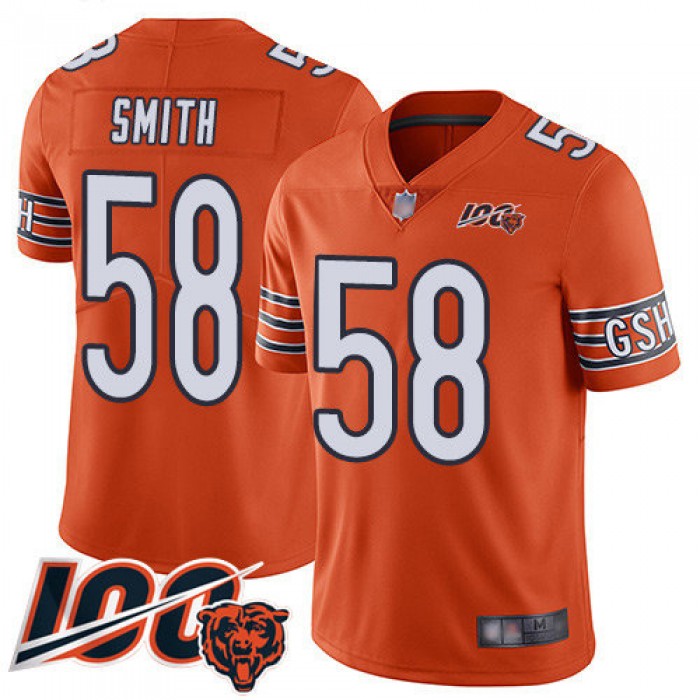 Bears #58 Roquan Smith Orange Men's Stitched Football Limited Rush 100th Season Jersey