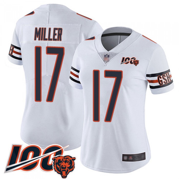 Nike Bears #17 Anthony Miller White Women's Stitched NFL 100th Season Vapor Limited Jersey