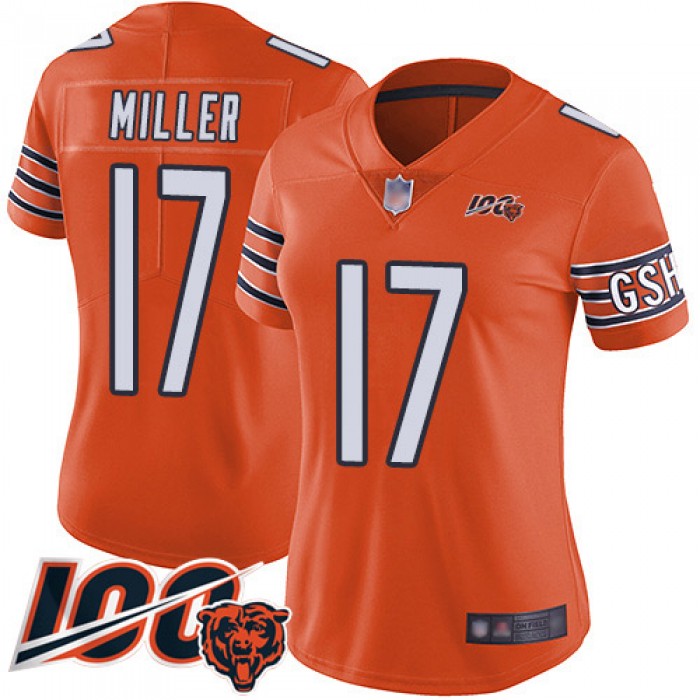 Nike Bears #17 Anthony Miller Orange Women's Stitched NFL Limited Rush 100th Season Jersey