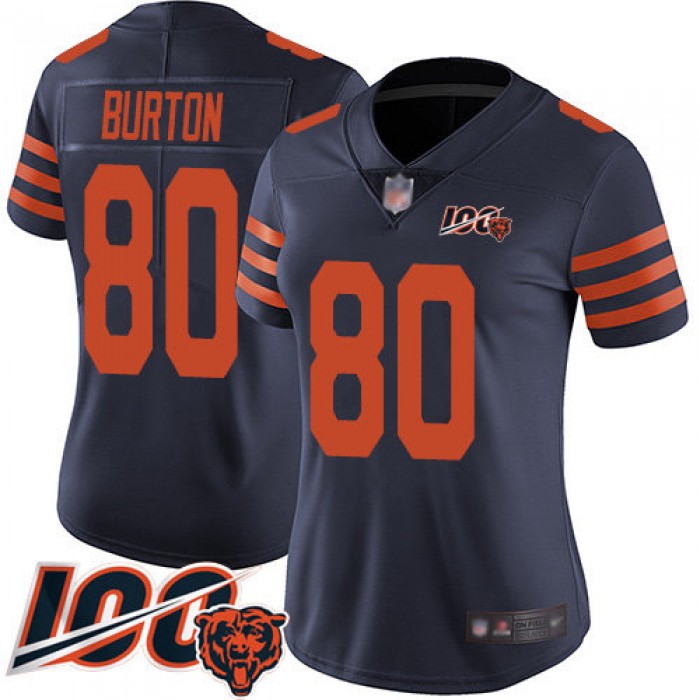 Nike Bears #80 Trey Burton Navy Blue Alternate Women's Stitched NFL 100th Season Vapor Limited Jersey