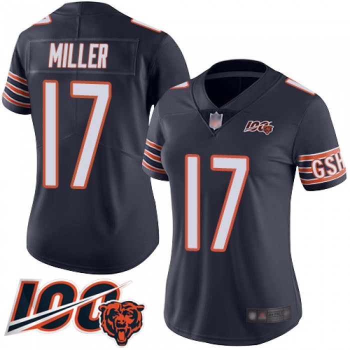 Nike Bears #17 Anthony Miller Navy Blue Team Color Women's Stitched NFL 100th Season Vapor Limited Jersey