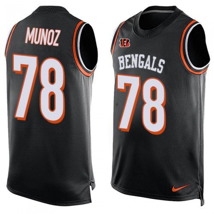Men's Cincinnati Bengals #78 Anthony Munoz Black Hot Pressing Player Name & Number Nike NFL Tank Top Jersey