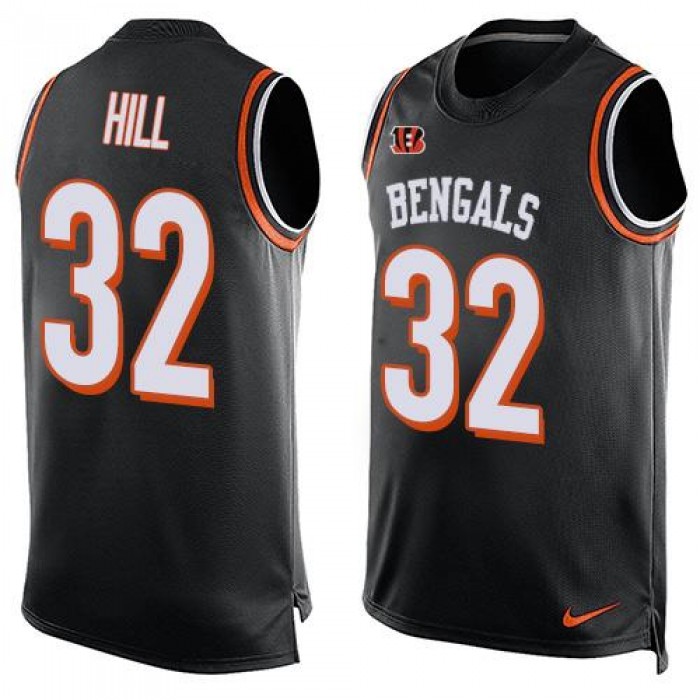 Men's Cincinnati Bengals #32 Jeremy Hill Black Hot Pressing Player Name & Number Nike NFL Tank Top Jersey