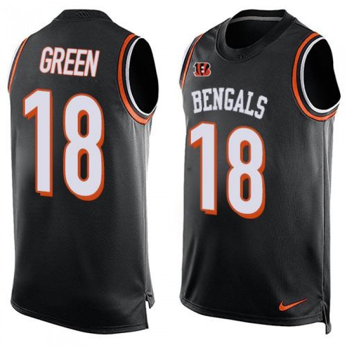Men's Cincinnati Bengals #18 A. J. Green Black Hot Pressing Player Name & Number Nike NFL Tank Top Jersey