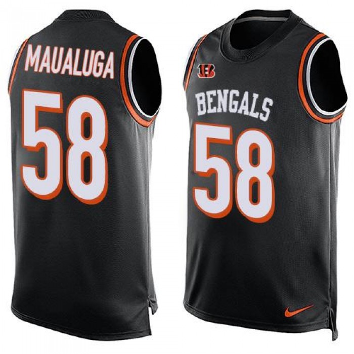 Men's Cincinnati Bengals #58 Rey Maualuga Black Hot Pressing Player Name & Number Nike NFL Tank Top Jersey
