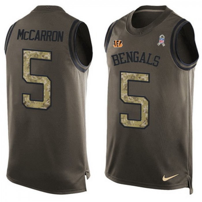 Men's Cincinnati Bengals #5 AJ McCarron Green Salute to Service Hot Pressing Player Name & Number Nike NFL Tank Top Jersey