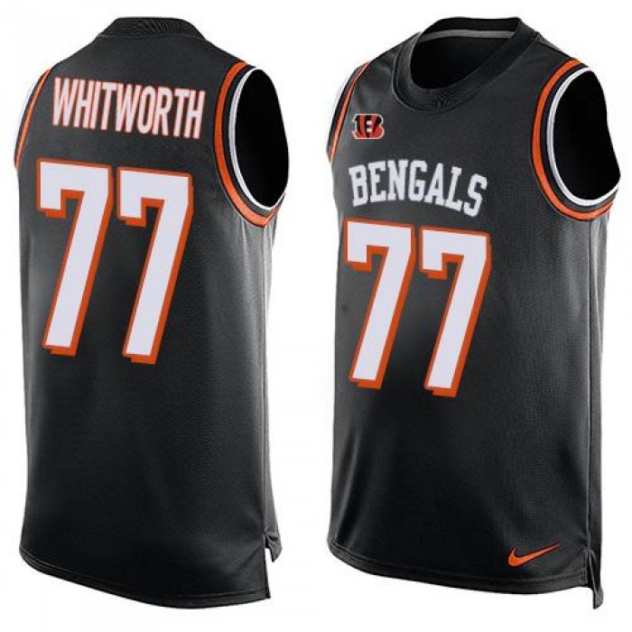 Men's Cincinnati Bengals #77 Andrew Whitworth Black Hot Pressing Player Name & Number Nike NFL Tank Top Jersey