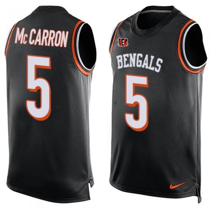 Men's Cincinnati Bengals #5 AJ McCarron Black Hot Pressing Player Name & Number Nike NFL Tank Top Jersey