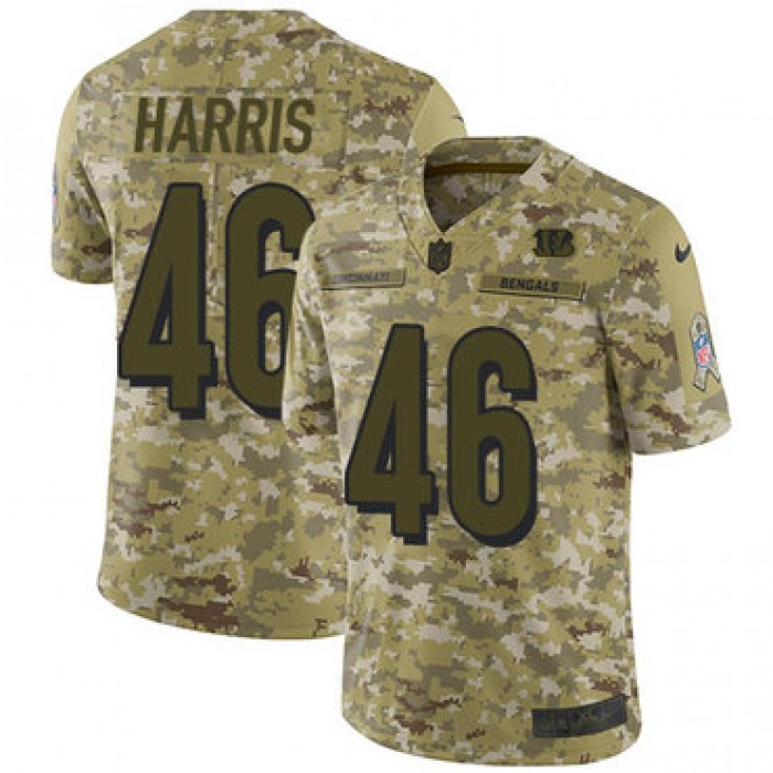 Nike Bengals #46 Clark Harris Camo Men's Stitched NFL Limited 2018 Salute To Service Jersey