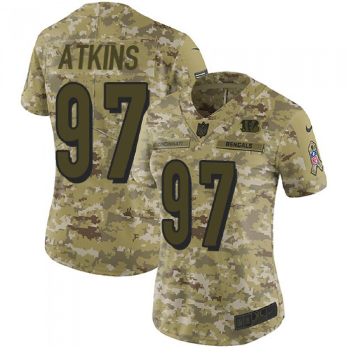 Nike Bengals #97 Geno Atkins Camo Women's Stitched NFL Limited 2018 Salute to Service Jersey