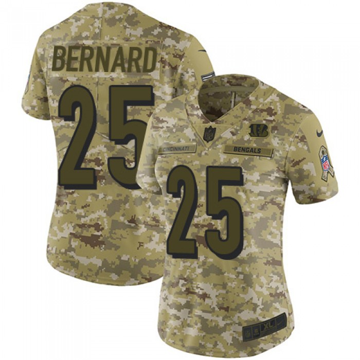 Nike Bengals #25 Giovani Bernard Camo Women's Stitched NFL Limited 2018 Salute to Service Jersey