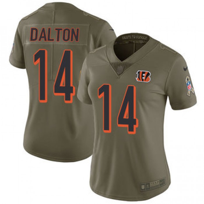 Women's Nike Cincinnati Bengals #14 Andy Dalton Olive Stitched NFL Limited 2017 Salute to Service Jersey