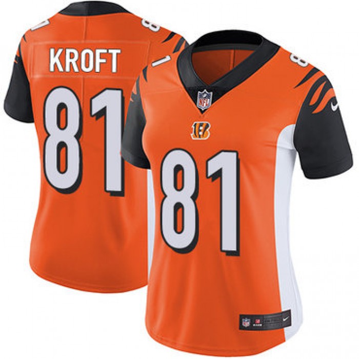 Women's Nike Cincinnati Bengals #81 Tyler Kroft Orange Alternate Stitched NFL Vapor Untouchable Limited Jersey
