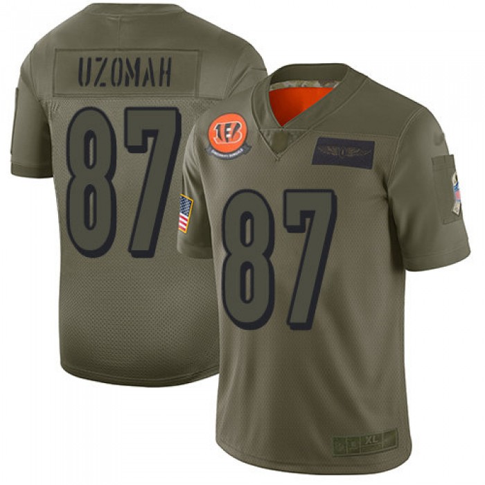 Nike Bengals #87 C.J. Uzomah Camo Men's Stitched NFL Limited 2019 Salute To Service Jersey