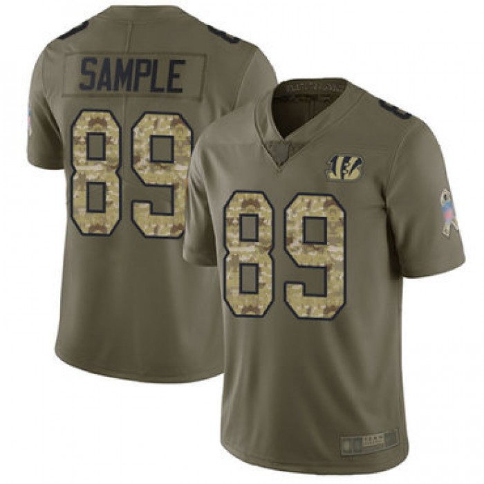 Bengals #89 Drew Sample Olive Camo Men's Stitched Football Limited 2017 Salute To Service Jersey
