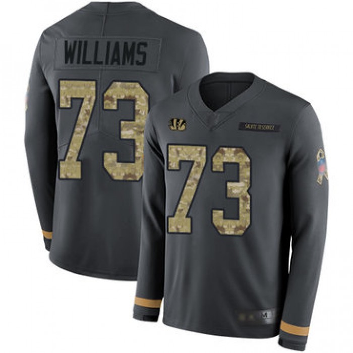 Bengals #73 Jonah Williams Anthracite Salute to Service Men's Stitched Football Limited Therma Long Sleeve Jersey
