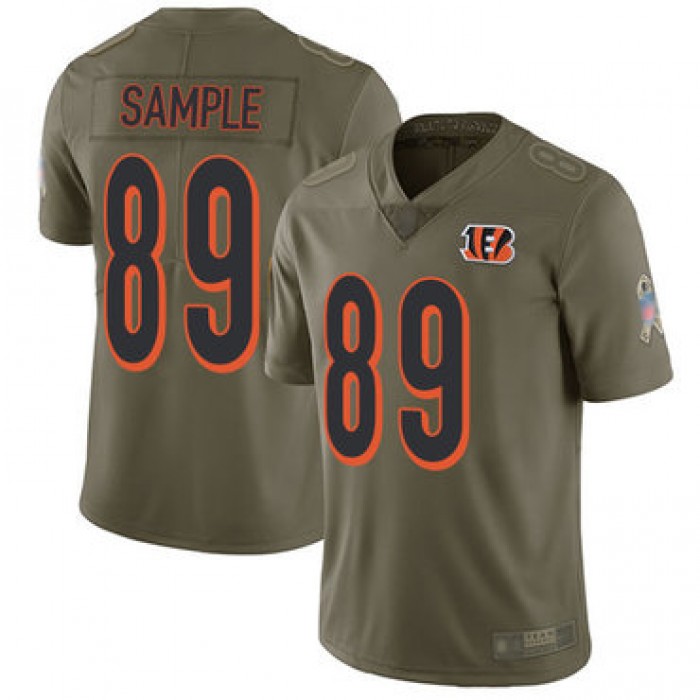 Bengals #89 Drew Sample Olive Men's Stitched Football Limited 2017 Salute To Service Jersey