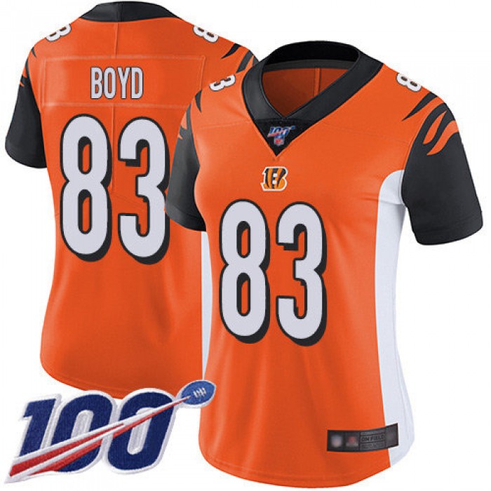 Nike Bengals #83 Tyler Boyd Orange Alternate Women's Stitched NFL 100th Season Vapor Limited Jersey