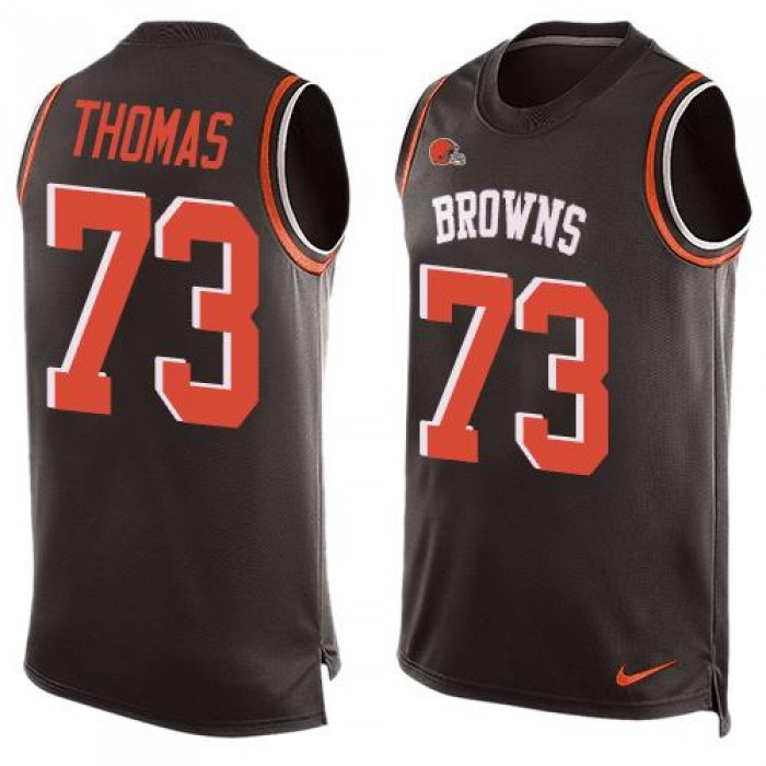 Men's Cleveland Browns #73 Joe Thomas Brown Hot Pressing Player Name & Number Nike NFL Tank Top Jersey