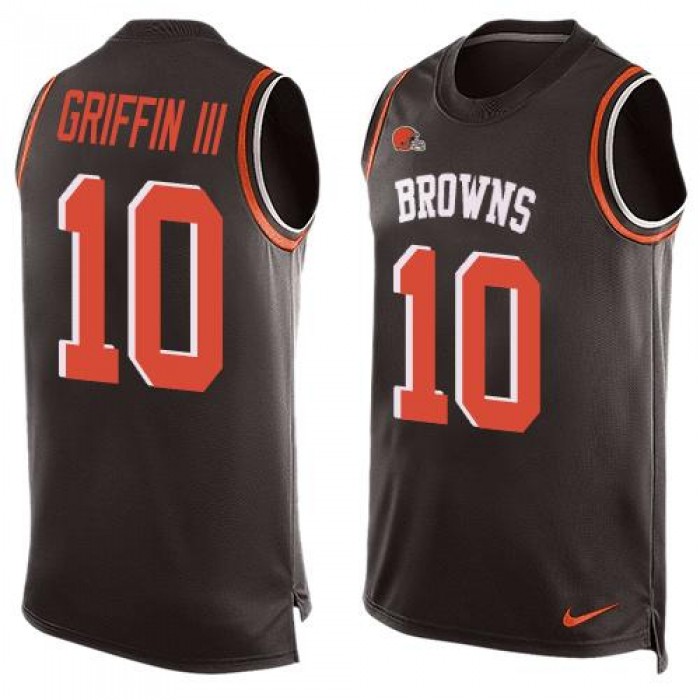 Men's Cleveland Browns #10 Robert Griffin III Brown Hot Pressing Player Name & Number Nike NFL Tank Top Jersey