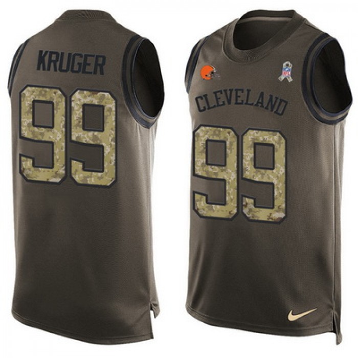 Men's Cleveland Browns #99 Paul Kruger Green Salute to Service Hot Pressing Player Name & Number Nike NFL Tank Top Jersey