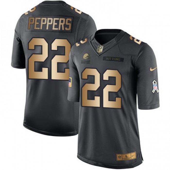 Nike Cleveland Browns #22 Jabrill Peppers Black Men's Stitched NFL Limited Gold Salute To Service Jersey