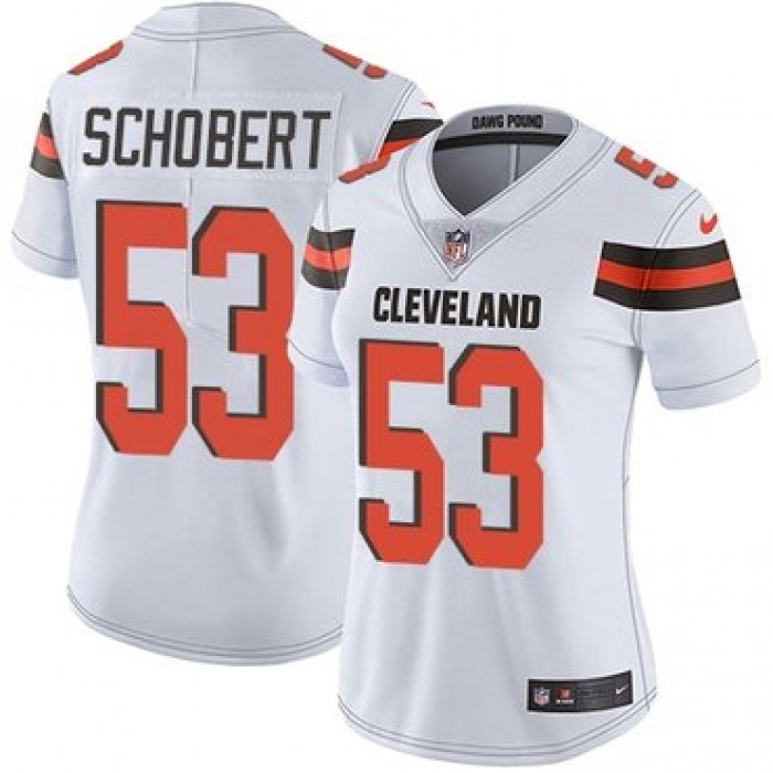 Women's Nike Cleveland Browns #53 Joe Schobert White Stitched NFL Vapor Untouchable Limited Jersey