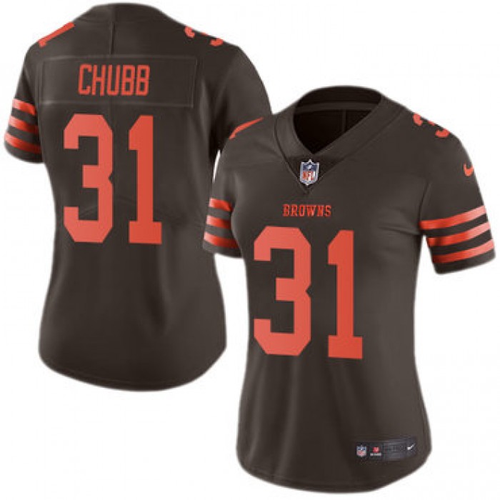 Nike Cleveland Browns #31 Nick Chubb Brown Women's Stitched NFL Limited Rush Jersey