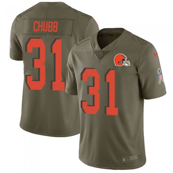 Nike Browns #31 Nick Chubb Olive Youth Stitched NFL Limited 2017 Salute to Service Jersey